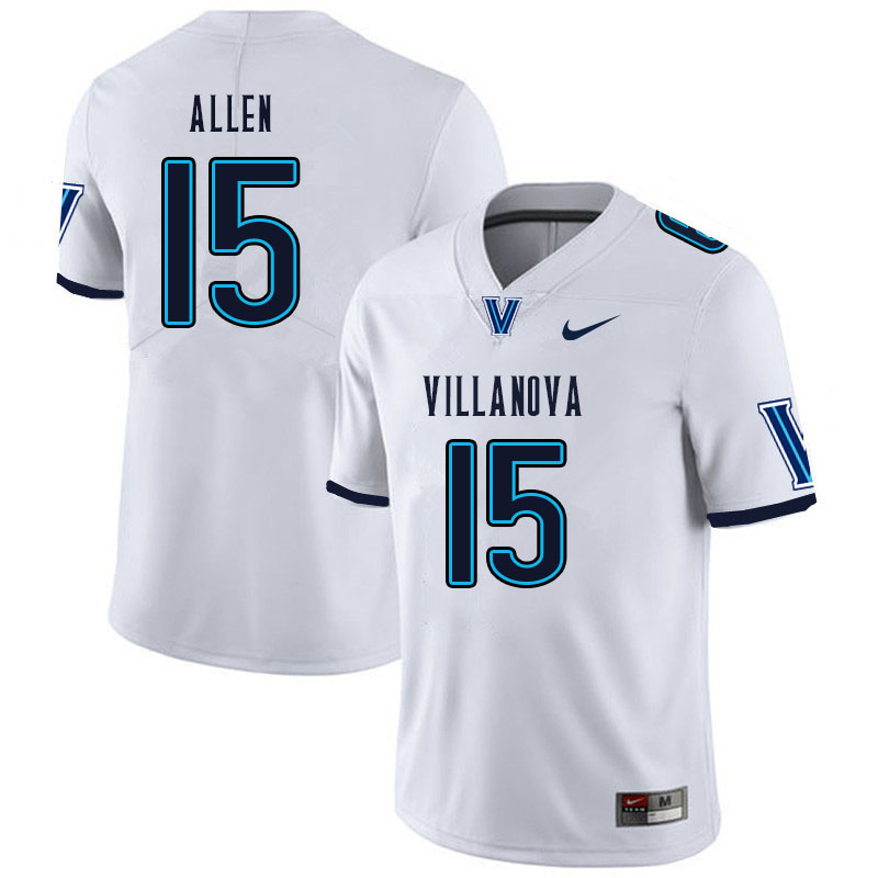 Men #15 Jaquan Allen Villanova Wildcats College Football Jerseys Sale-White - Click Image to Close